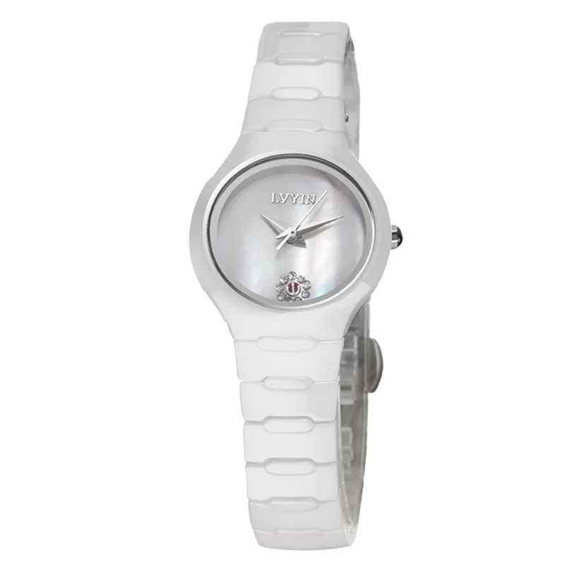 women white luxury women man wristwatch ceramic woman mens watches lvyin brand ladies men's watches 200m waterproof Swim quartz male clocks - Цвет: women white