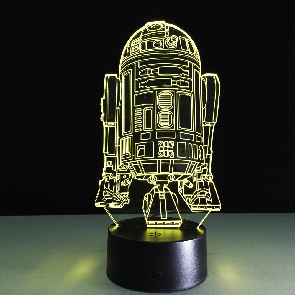 Крутой робот R2D2 новинка 3D светильник светодиодный прикроватная лампа настольная