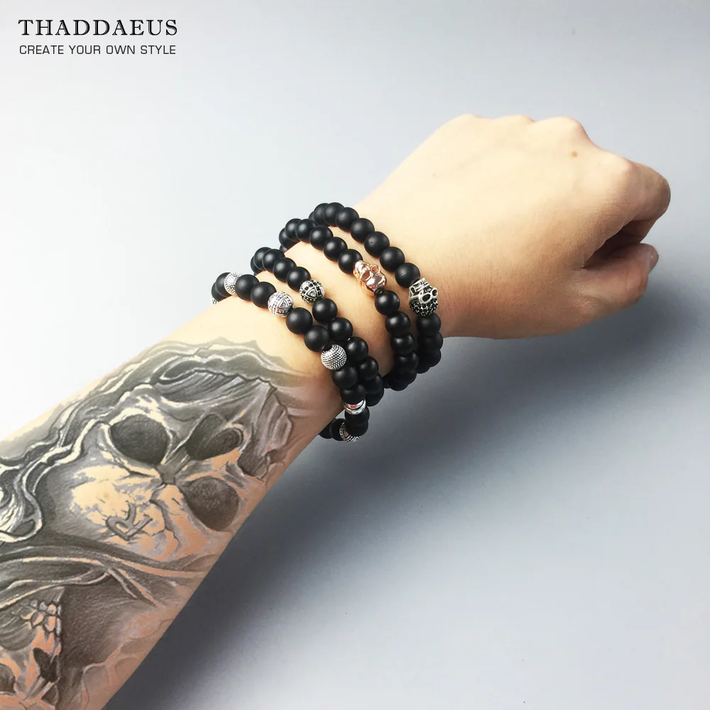 Фото Браслет Hero Rebel Bead европейский стиль Модные ювелирные изделия подарок для мужчин и женщин, из стерлингового серебра и черного обсидиана №5