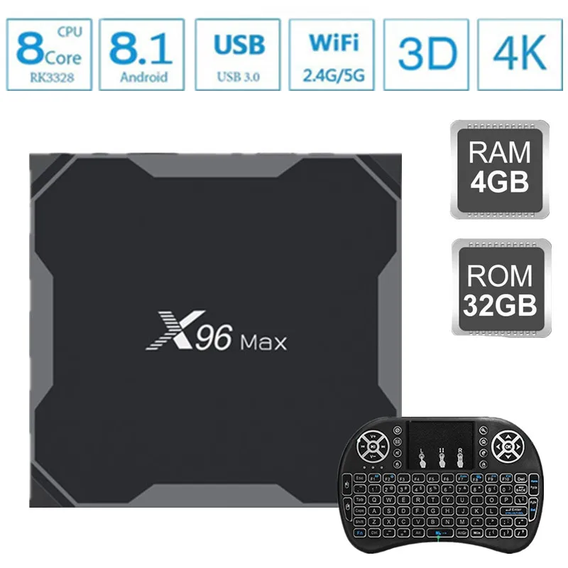 X96 Max смарт приставка для ТВ android 8 1 Amlogic S905X2 4 ядра Гб 64 2 г & Wi Fi 5 ГГц 4K Set top tv box X96Max