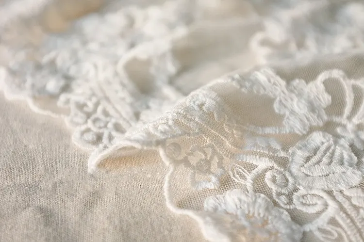 Кружевная ткань цвета слоновой кости винтажная хлопковая кружевная отделка