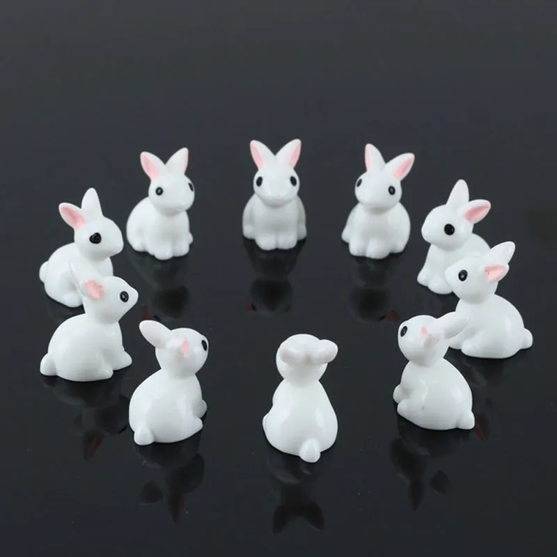 2018 милый 10 шт Миниатюрный Кролик Смола домашний Декор фея сад Статуэтка белая
