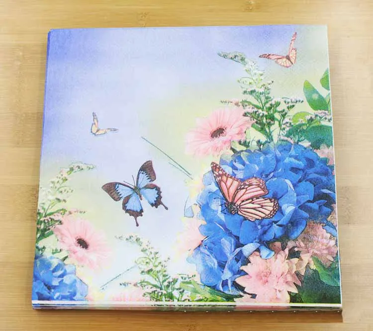 Ynaayu 20pcs/set Blue Paper Napkins High Grade Party Supplies Butterfly Disposable Tableware For Event Decoration | Дом и сад