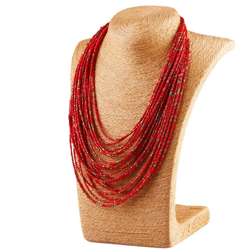 Women Bohemian Style Long Bohe Necklace Handmade Beads Chainbone Chain Vintage Ethnic Accessories Jewelry Gift | Украшения и