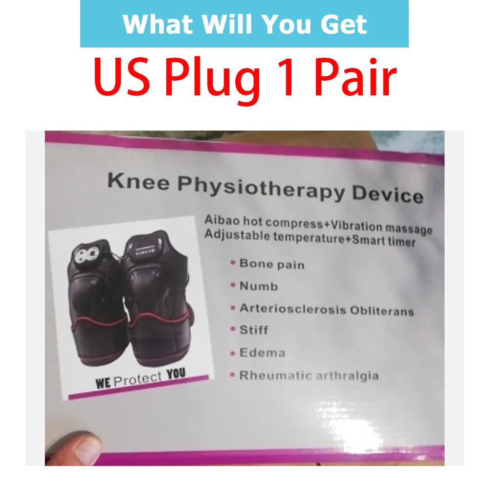US Plug 1 Pair 1 Pair Arthritis Knee Support Brace Heated Knee Joint Treatment Knee Physiotherapy Device for Knee Pain Relief - Цвет: US Plug 1 Pair