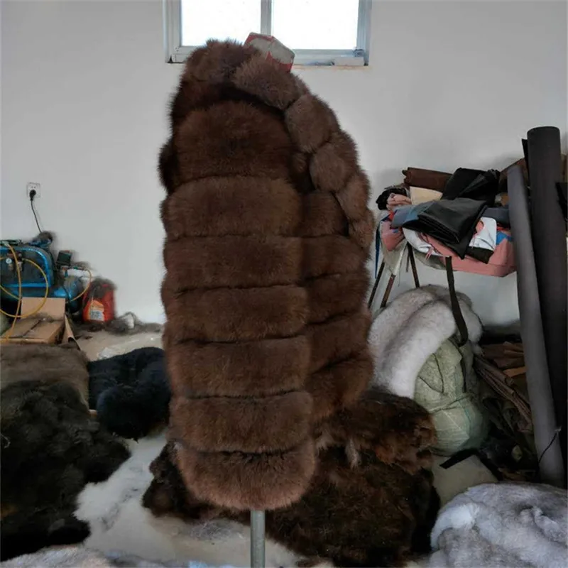 Осенне-зимняя облегающая теплая куртка из натурального Лисьего меха с отложным