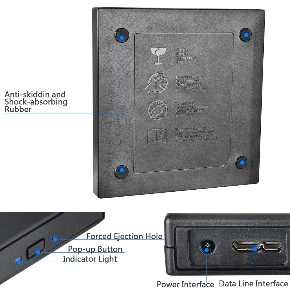 ELUTENG USB 3.0 Внешний Оптический DVD RW CD Привод Портативный Тонкий 17mm DVD-ROM8X CD-ROM 24X