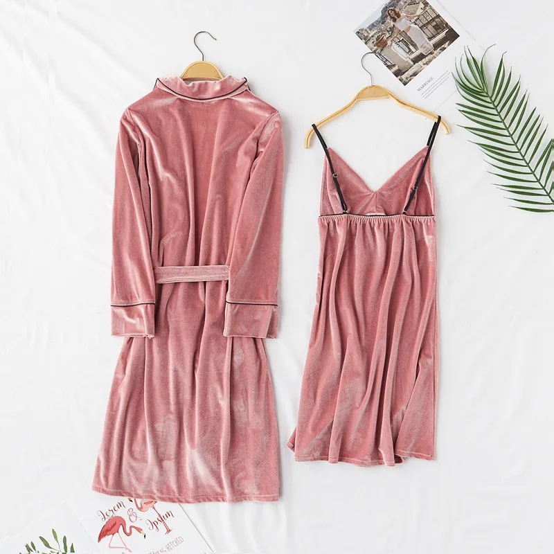 2019 Золотой бархатный осенний вечерний комплект с платьем женский сексуальный