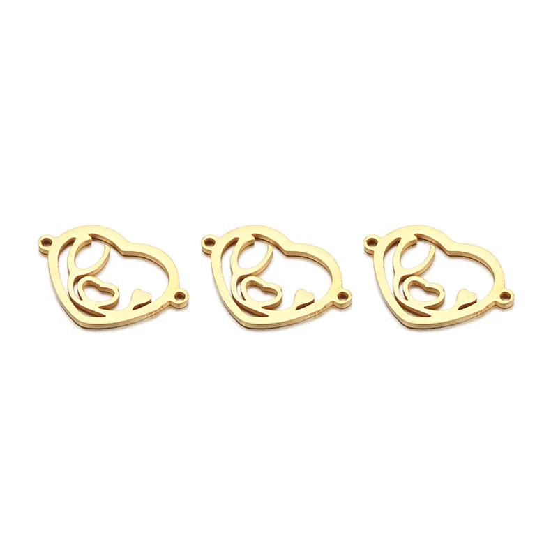 Gold Heart KDY096 10 шт. милые маленькие шармы из нержавеющей стали в форме листа звезды, круглые подвески в виде сердца для изготовления ювелирных изделий, круглые шармы, подвески, аксессуары - Окраска металла: Gold Heart KDY096