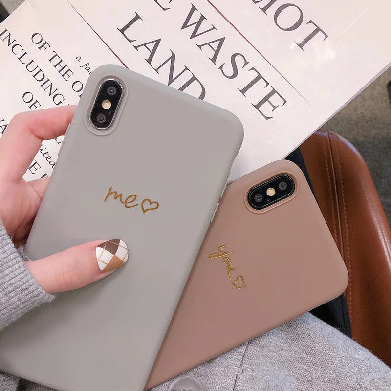 Коричневый чехол для iphone xr на айфон 7 мягкий Apple Phone простой с маленькими надписями