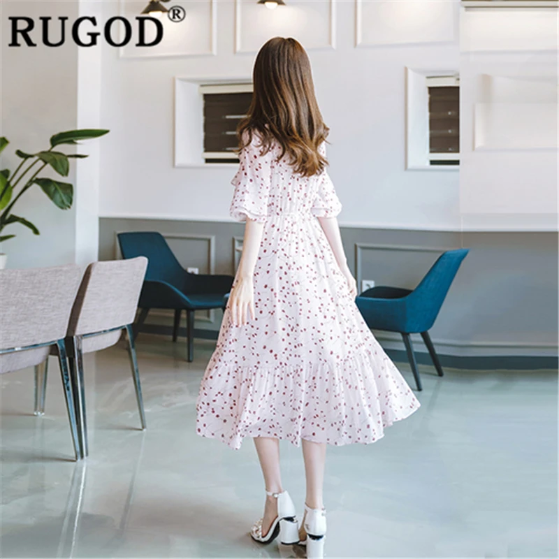 Женское платье миди с оборками RUGOD повседневное свободное летнее высокой талией