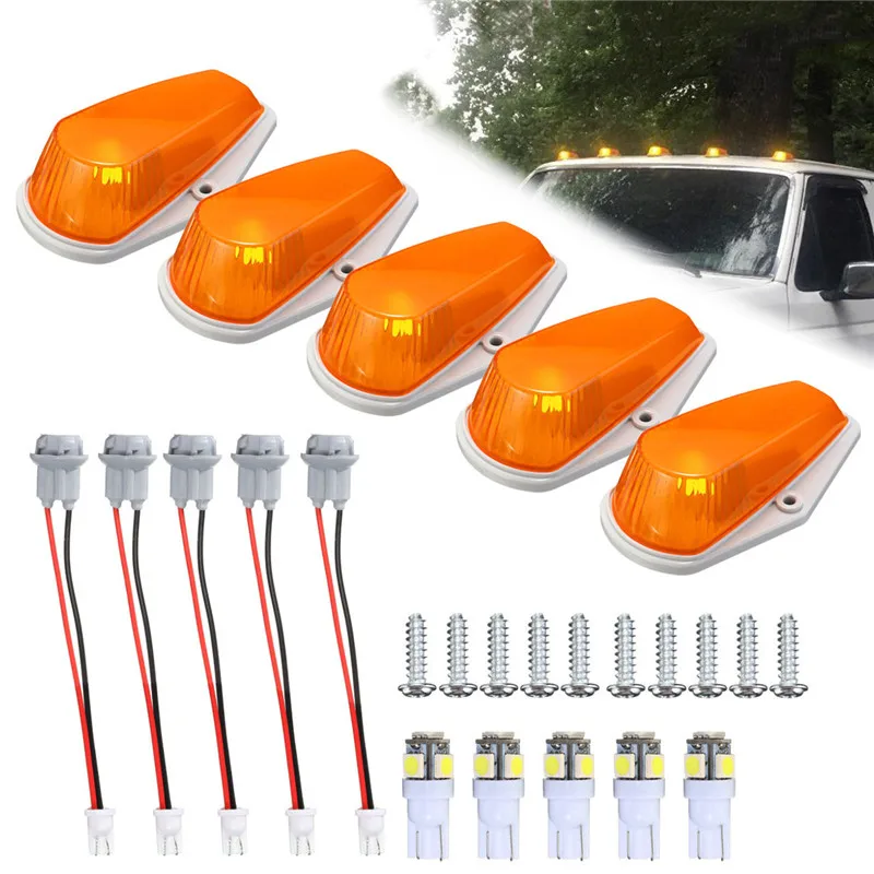 5 шт./компл. Янтарная лампа для габаритных огней T10 5050 SMD крыши ходовые огни