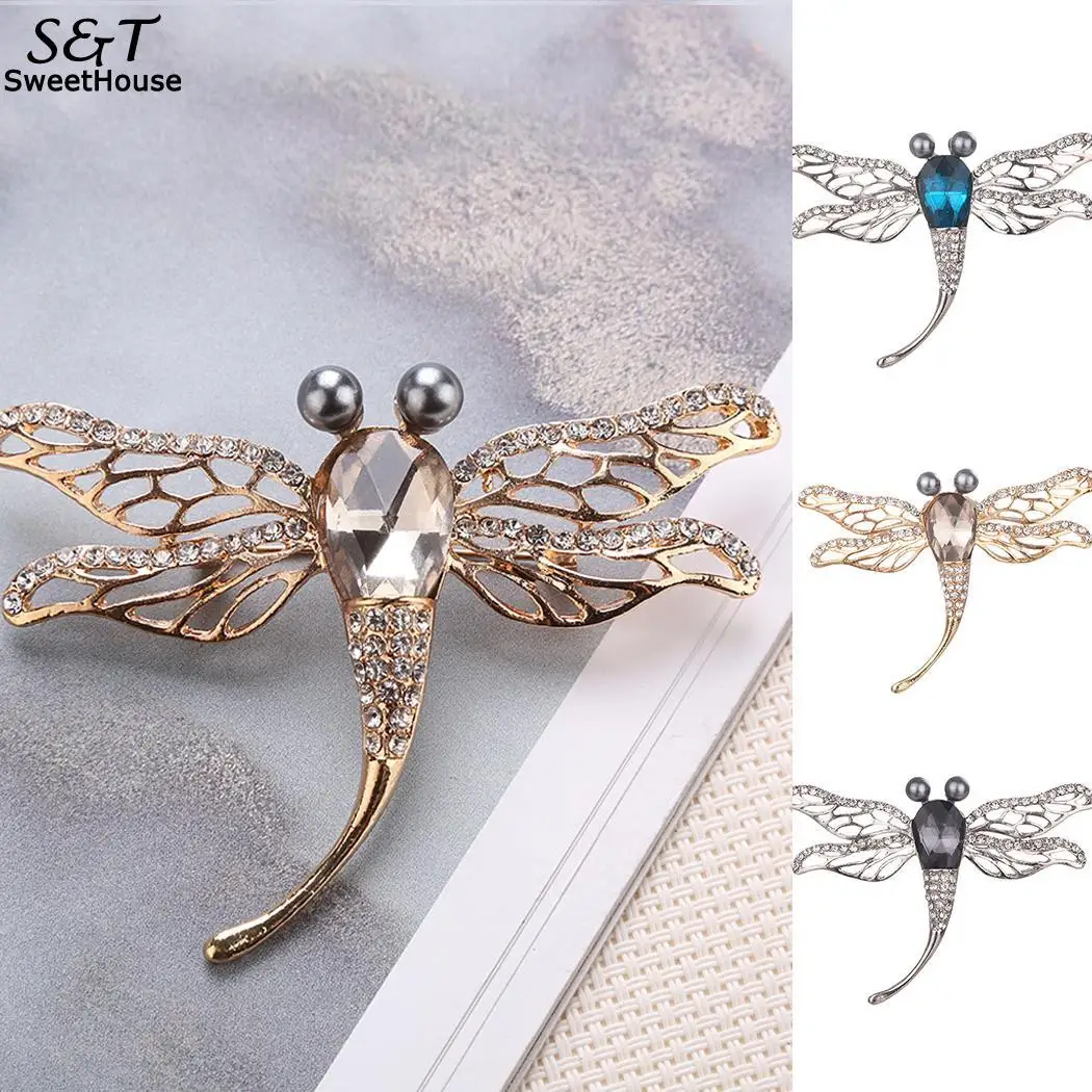 Dragonfly Fashion Hollow Rhinestone Women Shape Brooch | Украшения и аксессуары