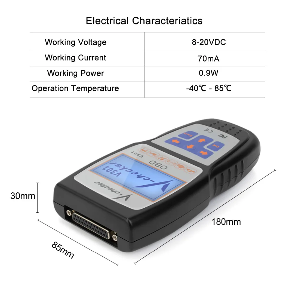 Новый VChecker V Checker V-CHECKER V301 OBD2 Профессиональный считыватель кодов Canbus 301 |