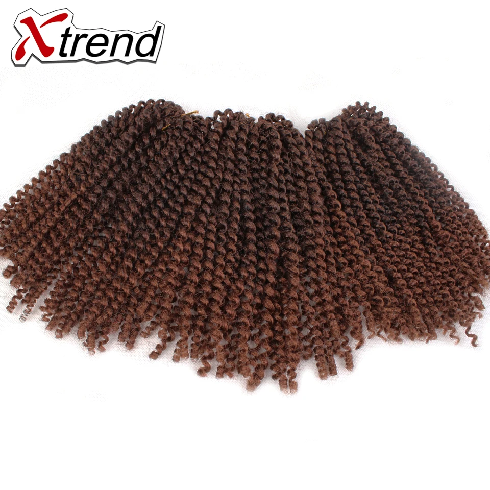 XTREND 6 Штук/Лот Синтетические Афро Кудрявые Крючком Плетеные Волосы 8 Дюймов Омбре Малибоб Термостойкие.