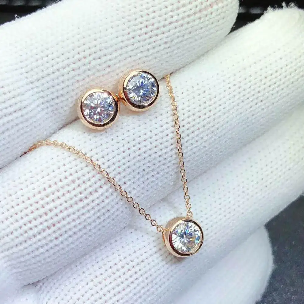 Классика! Moissanit АЛМАЗ 18k золото простые модные тонкие комплекты украшений для женщин Свадебные прозрачные драгоценные камни