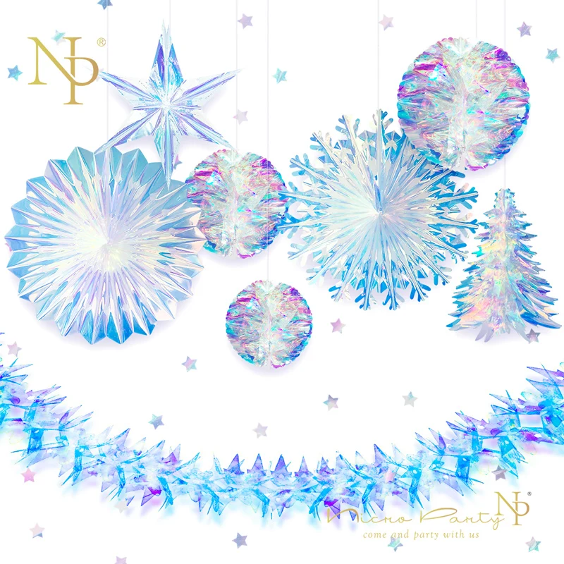 Nicro 9 шт./компл. вечерние украшения радужная пленка звезда снежинка соты цветок Гирлянда Свадьба День рождения Домашний Декор# Set69