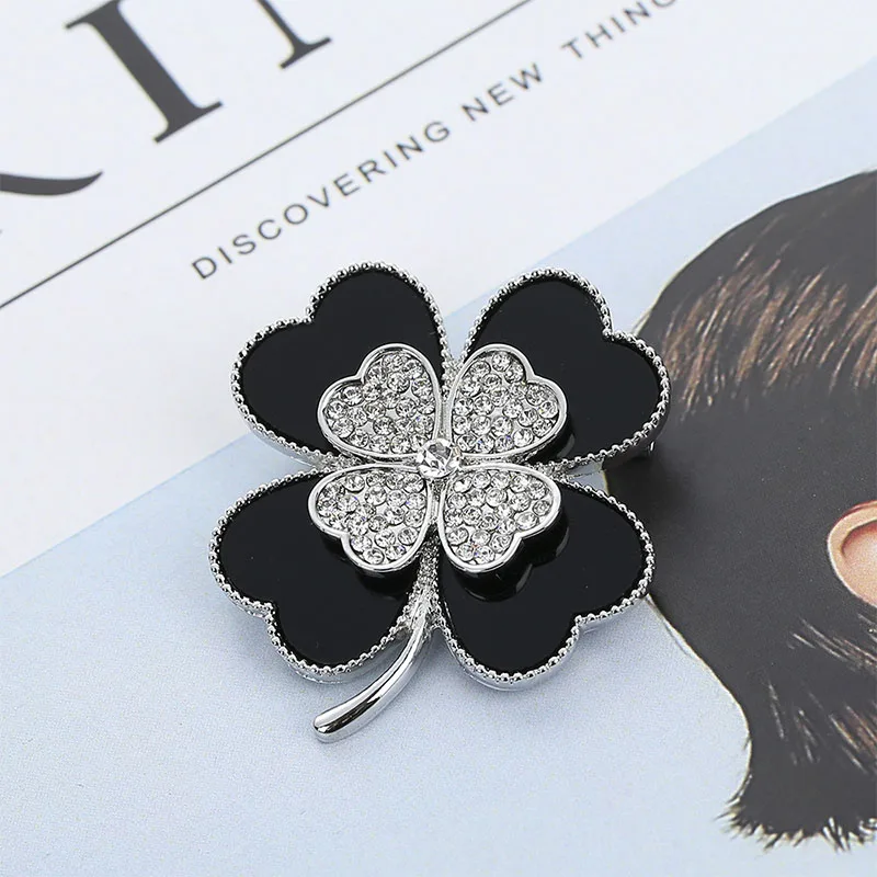 Модные Опал Камень Four Leaf Clover Брошь Pin Золото и серебро Цвет одежде подарок на день