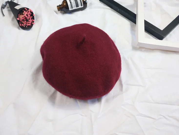 WSYORE Beret Femme новые осенние и зимние шляпы для похода в церковь женские шляпы повседневные дикие шерстяные береты Женские винтажные живописные шляпы NS1160 - Цвет: wine red