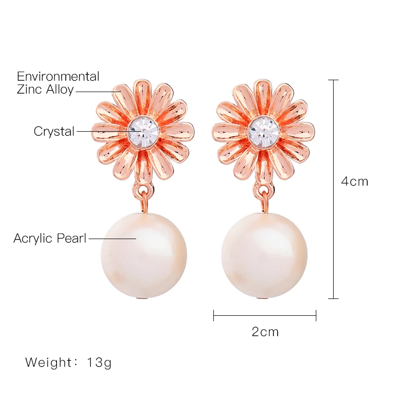 Оптовая цена 2018 новые серьги с цветком из розового золота и висячие