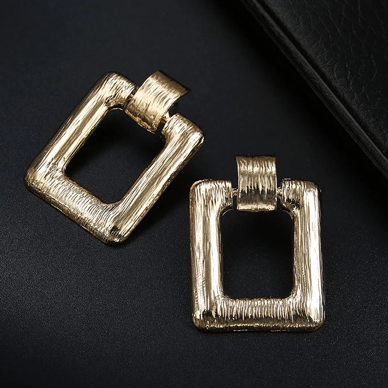 New Golden Color Square Earrings For Women Girl Punk Style Statemen Fashion Jewelry Gift Wedding Party Earring | Украшения и