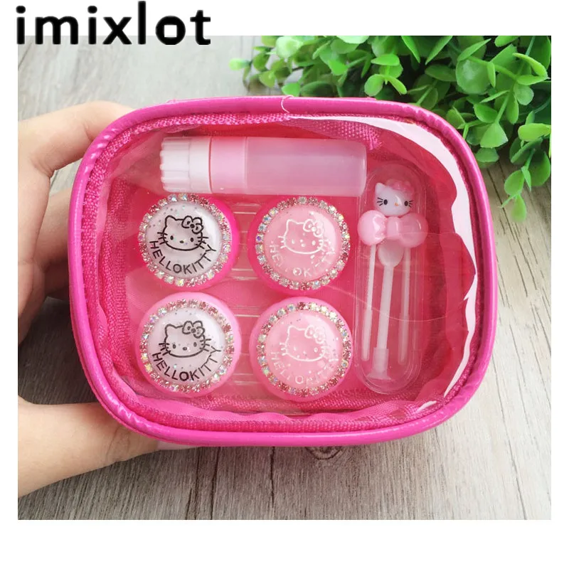 IMIXLOT Милая коробка для хранения контактных линз с изображением кота набор ухода