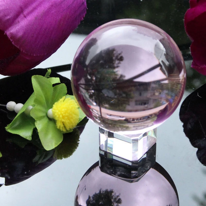 Розовый хрустальный шар Красочные Стекло мяч для домашнего декора мини