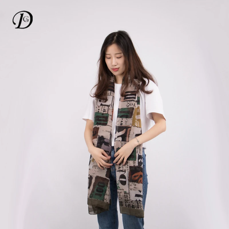 Новое поступление 2017 года Модный хлопковый шарф женщин цифровой рисунок с