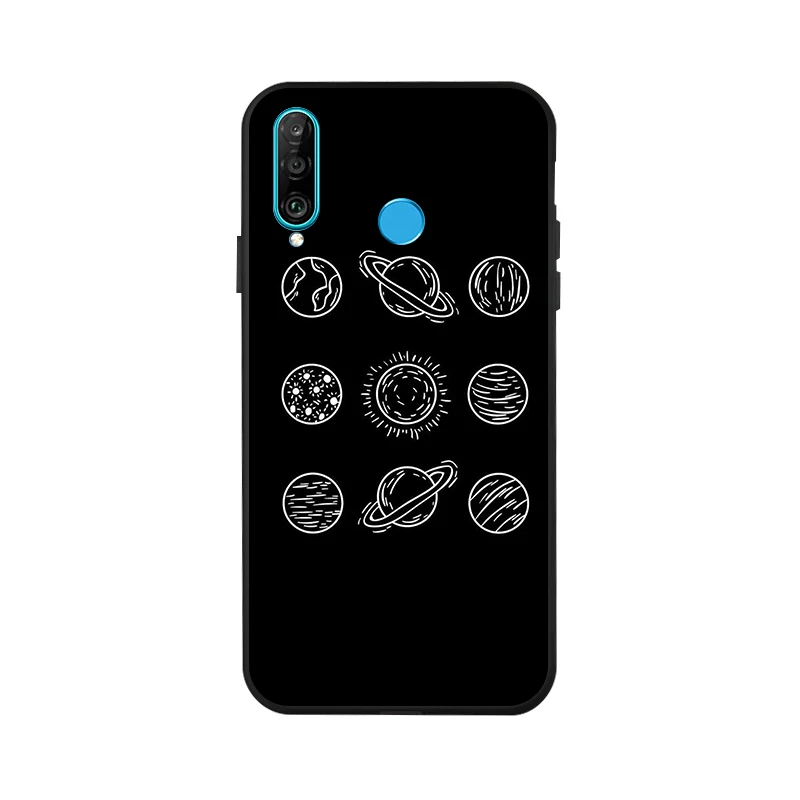 X046 3D DIY Окрашенный черный чехол для huawei P30 Pro P8 Lite Nova 3i 3 4 чехол s Space Moon чехол для телефона huawei mate 10 20X Lite - Цвет: X046
