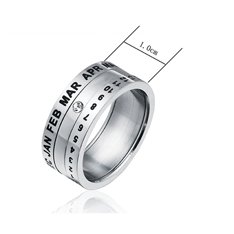 ZMZY Fashion Stainless Steel Rings for Men Women Anniversary Jewelry Date Number Letter Special Birthday Gift Finger Ring | Украшения и