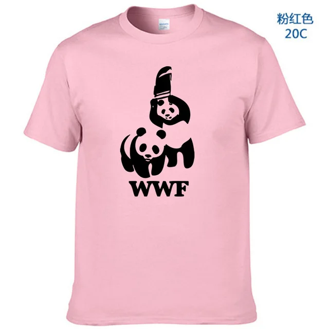 WEWANLD борьба WWF панда комедия короткий рукав прохладный Camiseta Футболка мужская летняя модная забавная футболка - Цвет: Pink