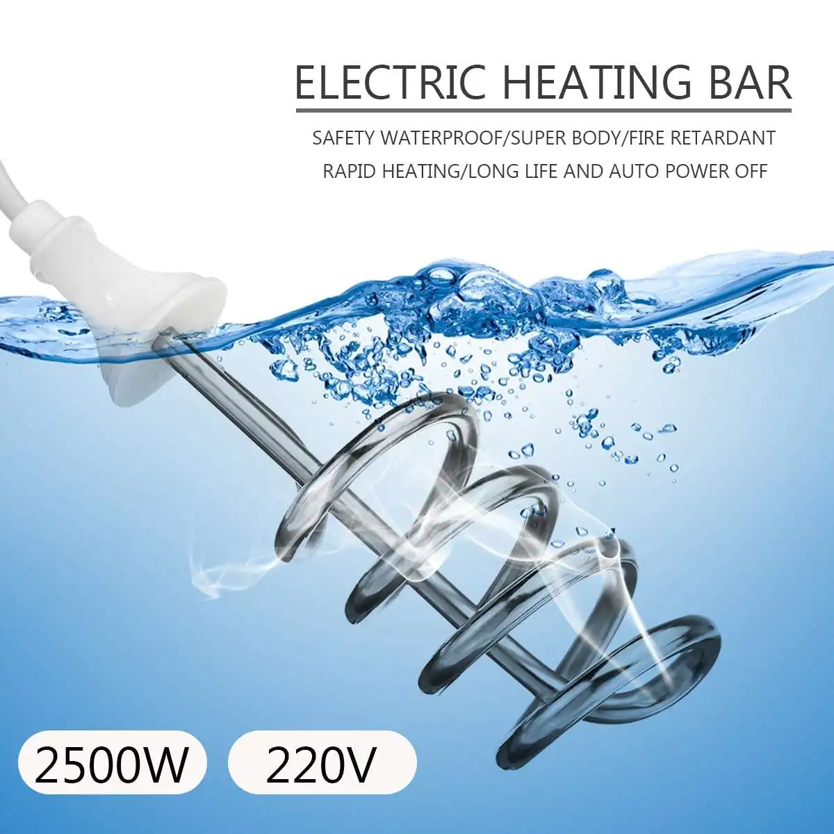 Портативный электрический водонагреватель 2500 Вт 220 В с крючком погружной элемент