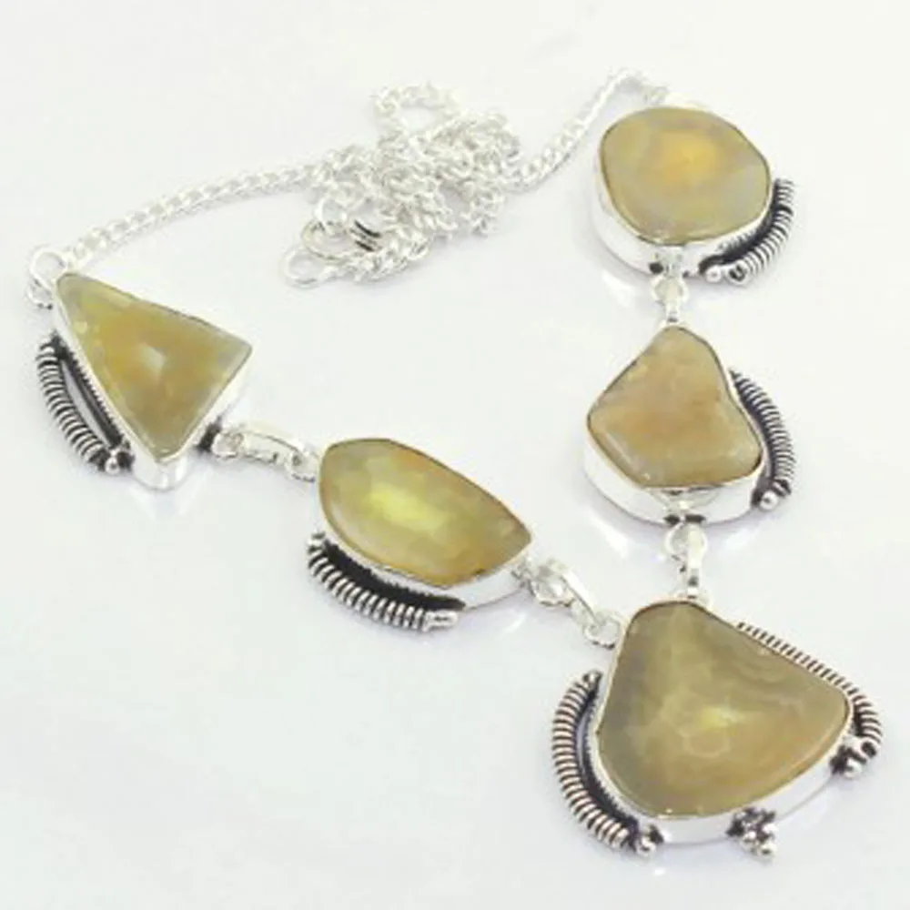 

Solar Quarts Necklace Silver Overlay over Copper , 47.5cm, N3726
