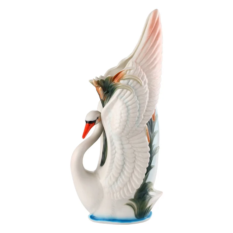 Керамическая ваза с изображением лебедя или поцелуя для украшения дома | Дом и