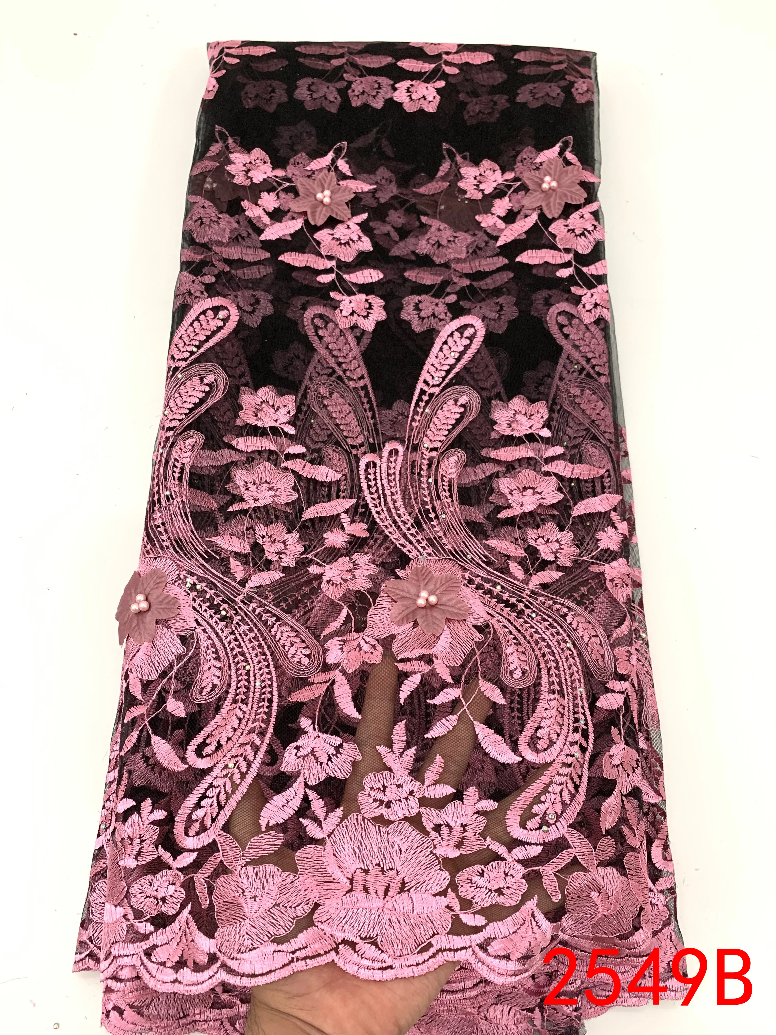 High Quality African Tulle Lace Fabric 3D Flowers Embroidered 2020 French Nigerian Laces Fabrics with Stones KS2549B | Аксессуары для