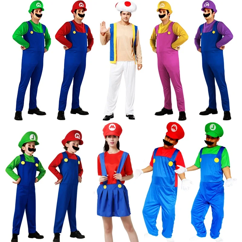Костюмы super mario bros для взрослых и братьев Луиджи костюмы на Хэллоуин женщин