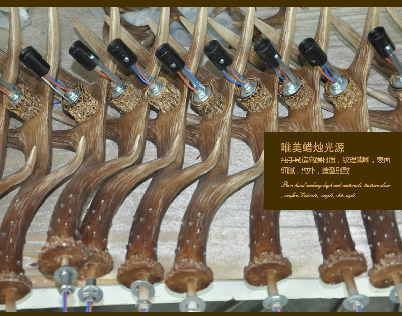 Европа страна 6 голова свеча рога Люстра Американский Ретро Смола оленя лампы