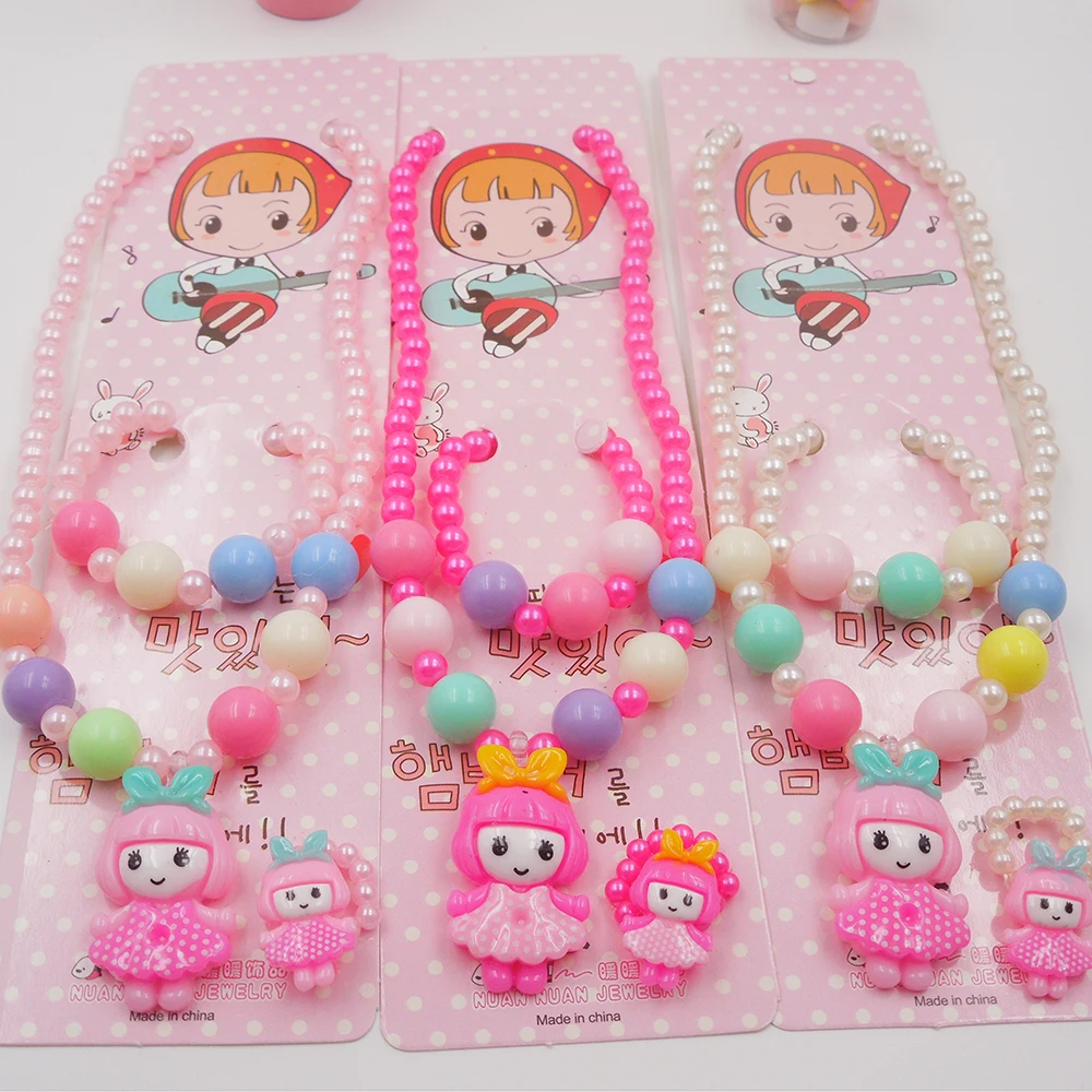 Детское ожерелье ярких цветов для девочек ювелирное изделие с имитацией жемчуга