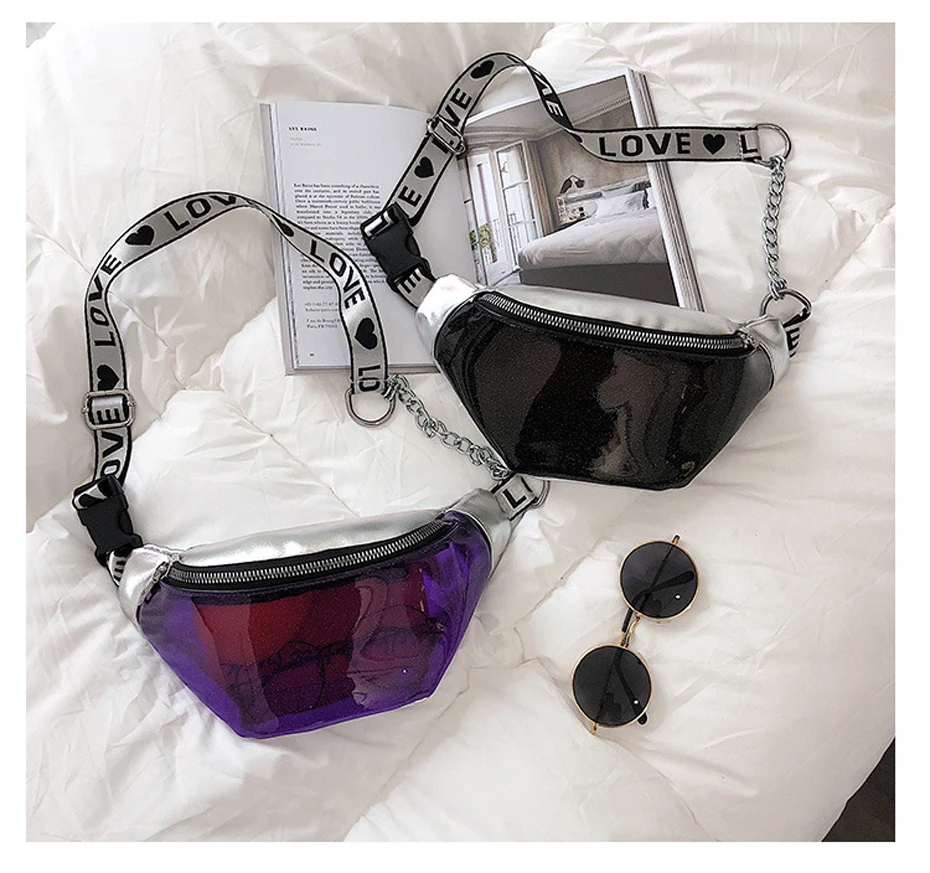 Summer Transparent Fanny Packs For Women Chain Waist Packs Ladies Small Belt Bags Female Chest Bag Travel Waist Pack
