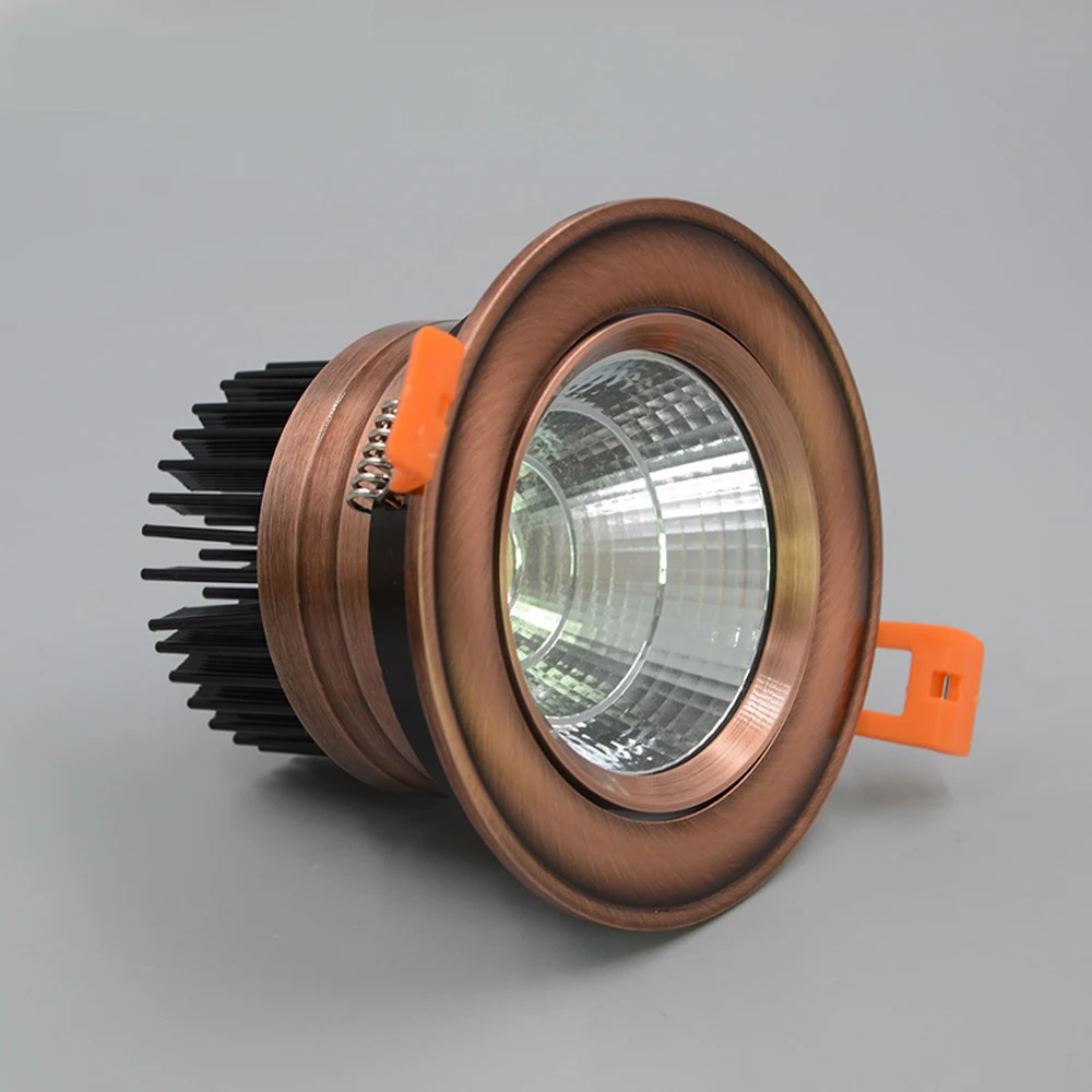 European style Bronze Red Copper Led dimmble COB 3W 5W 9W 15W LED recessed Downlight White/Pure White/Warm White Ceiling Lamp | Лампы и