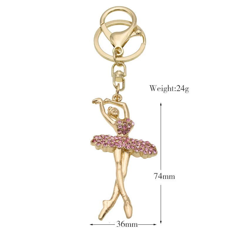 Dincior Cute Dancer Girl Keychains Keyrings Women Rhinestone Key Chain Bag Pendant Mary Kay Gift for Porte Clef | Украшения и