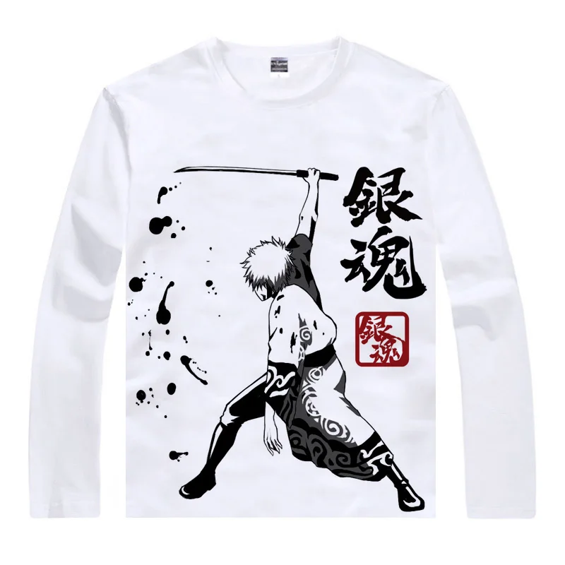 Футболка Coolprint с аниме GINTAMA Джин Тама серебристая душа футболки длинным рукавом