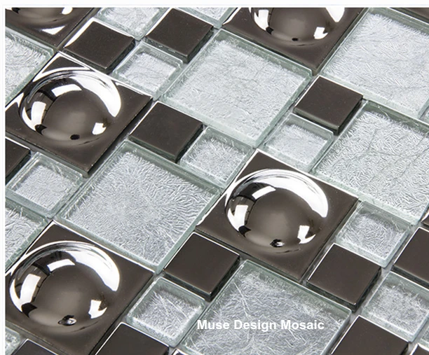 Металлическая Серебряная электропластина стеклянная мозаичная настенная