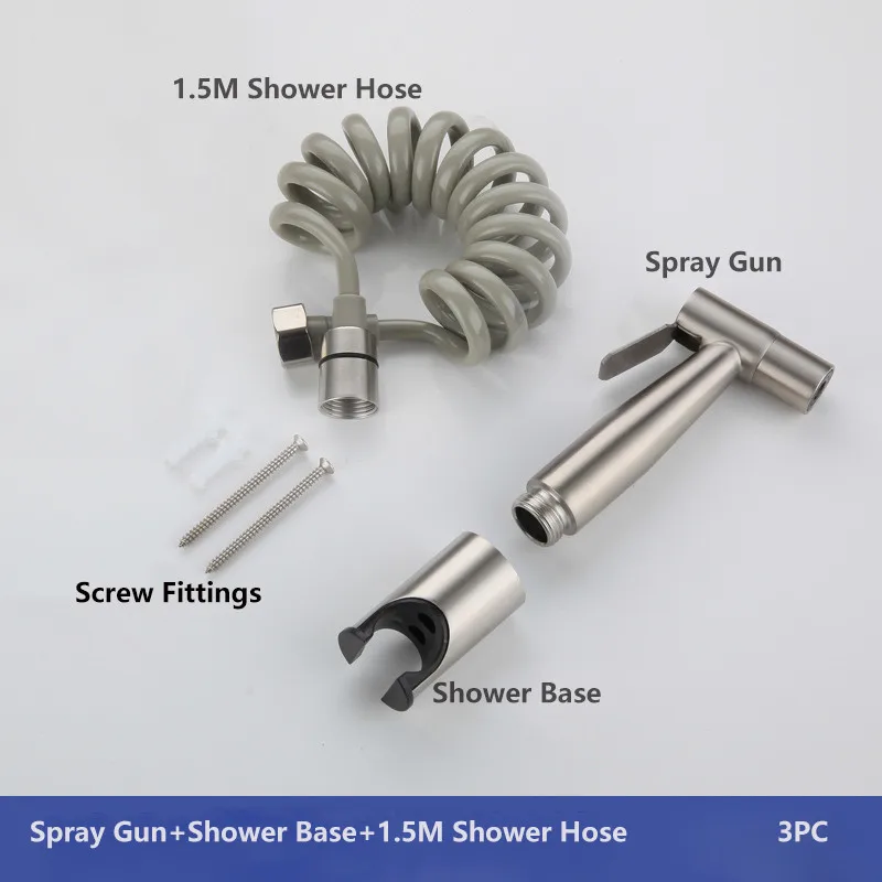 Gun Base Hose Бытовая 304 нержавеющая сталь Дамская мойка портативный распылитель набор шланг база четыре комплекта биде туалет Компаньон набор - Цвет: Gun Base Hose