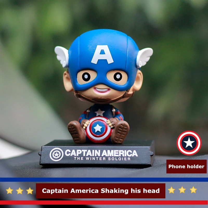 Creativity Cute Cartoon Captain America Shaking Head Nodding Trinket Dashboard For Car Ornaments Decoration Auto Accessories | Автомобили