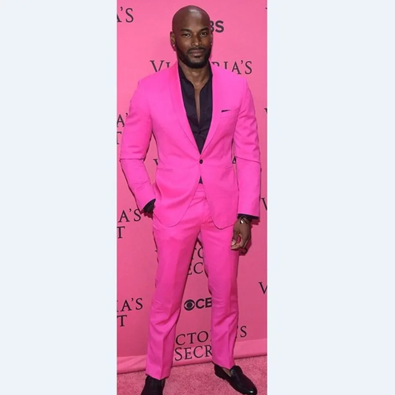 Новое поступление мужские смокинги жениха с отложным воротником ярко-розовые