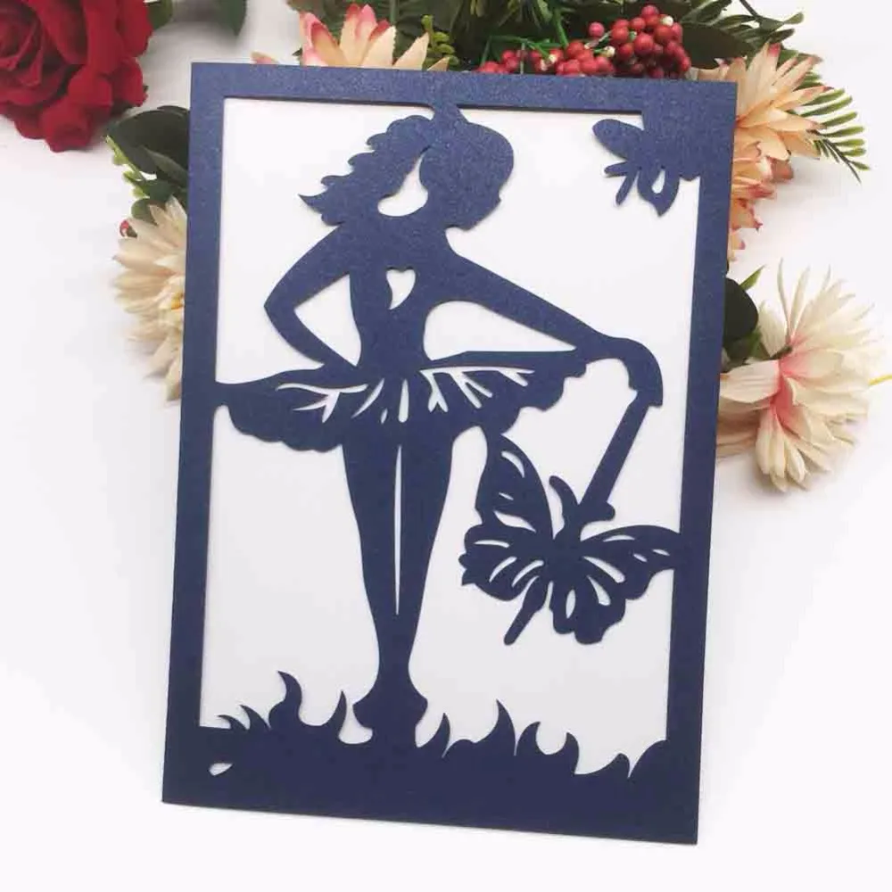

35pcs Hollow Laser Cut A Pretty Ballerina Wedding Invitation Cards Grand Event Invitations Dance Party Adult Girl 's Supplies