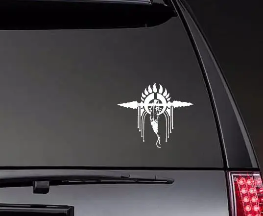 Принт с медвежьими лапами Виниловая наклейка копьем и пером для автомобиля