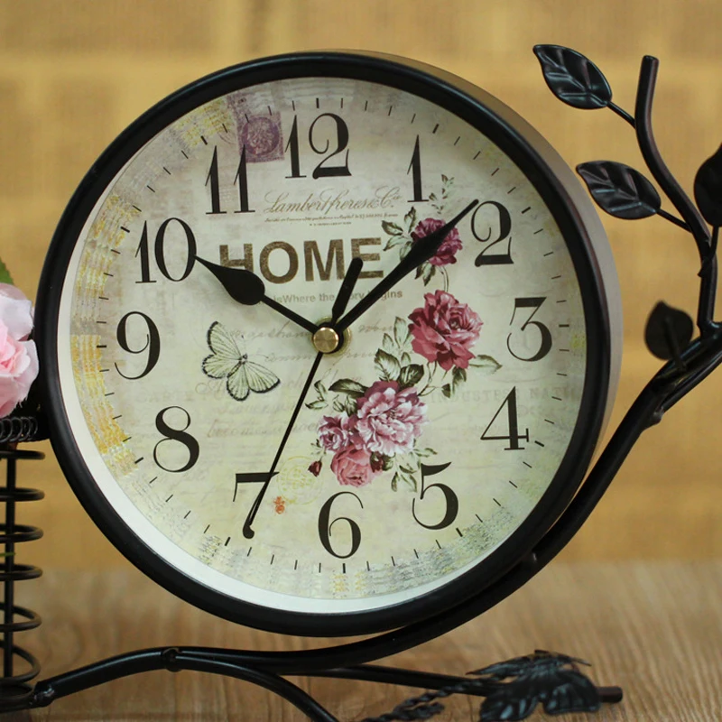 Ретро 6 дюймов Железный обработанный спальня тупые настольные часы Relojes де