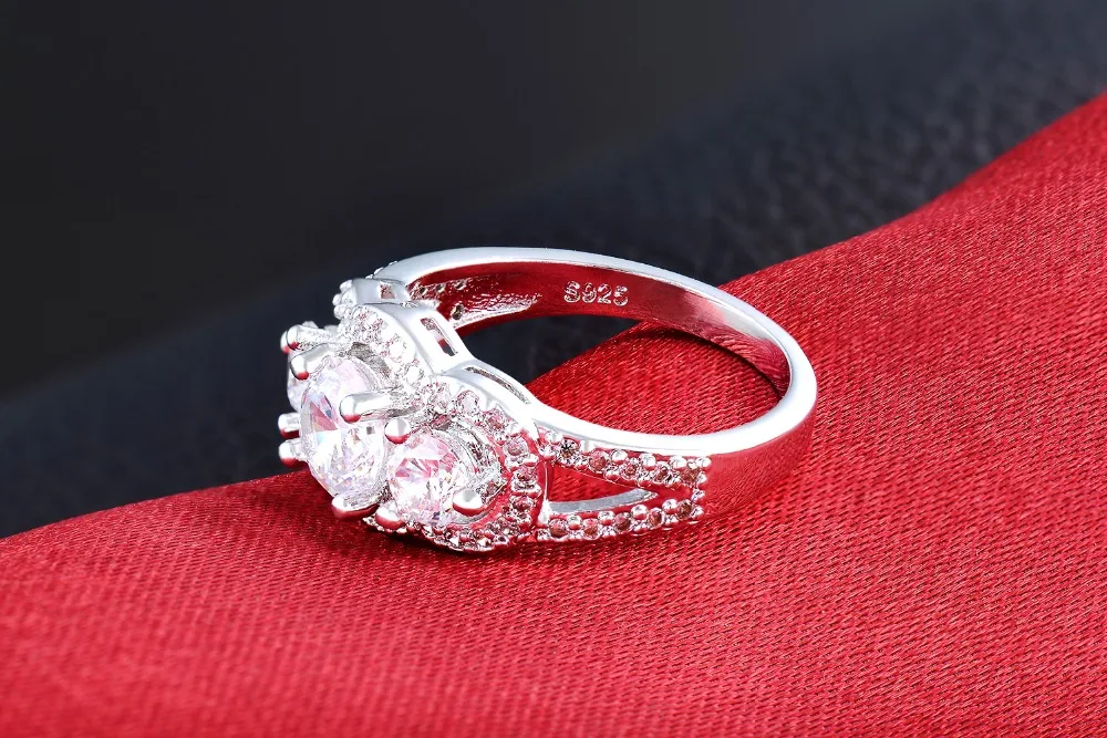 Женское Обручальное кольцо с кристаллами класса ААА белое золото DR173|engagement wedding